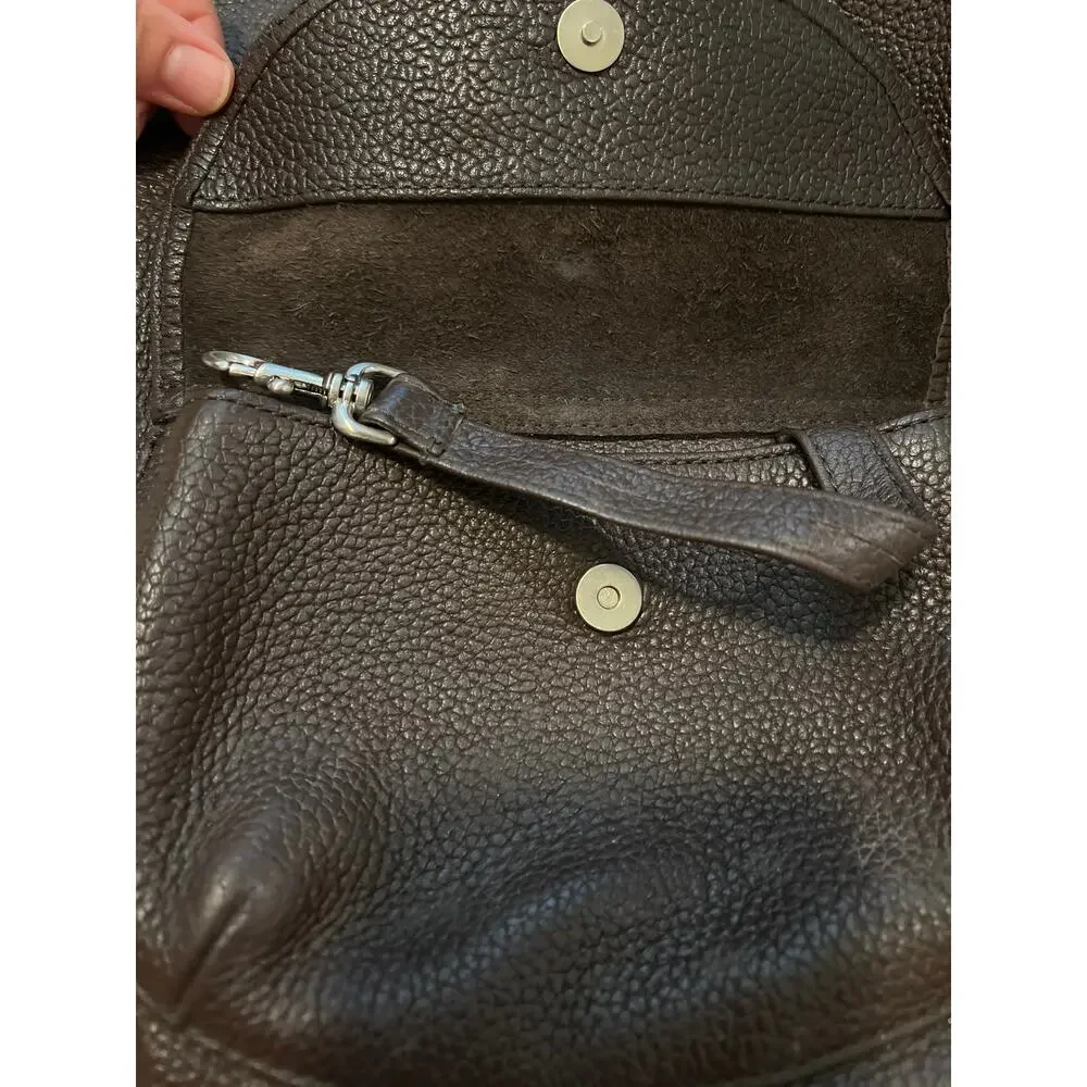 Vintage 90s Eddie Bauer Brown Pebbled Leather Rucksack Drawstring Bag Cinch Bag